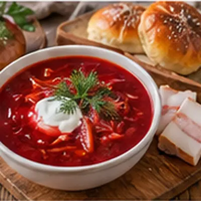 Борщ украинский с пампушками