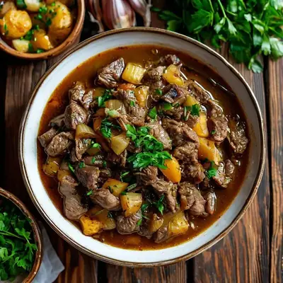 Хакасская отварная баранина с луком