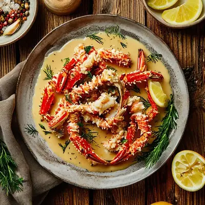 Камчатский краб с чесночным соусом