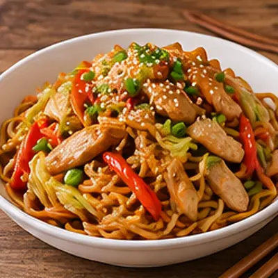 Лапша вок с курицей и овощами