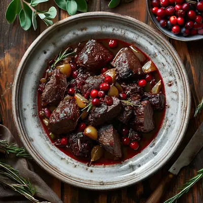 Оленина, тушённая с брусникой, по-саамски