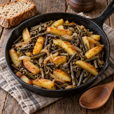 Папоротник, жаренный с картофелем