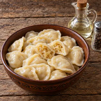 Постные пельмени с капустой