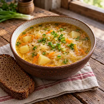 Постные щи из кислой капусты